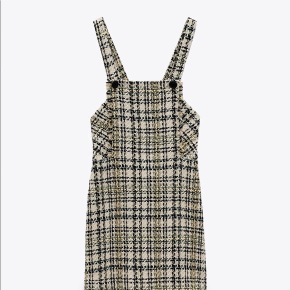 ZARA TEXTURED PLAID PINAFORE DRESS - Picture 7 of 13